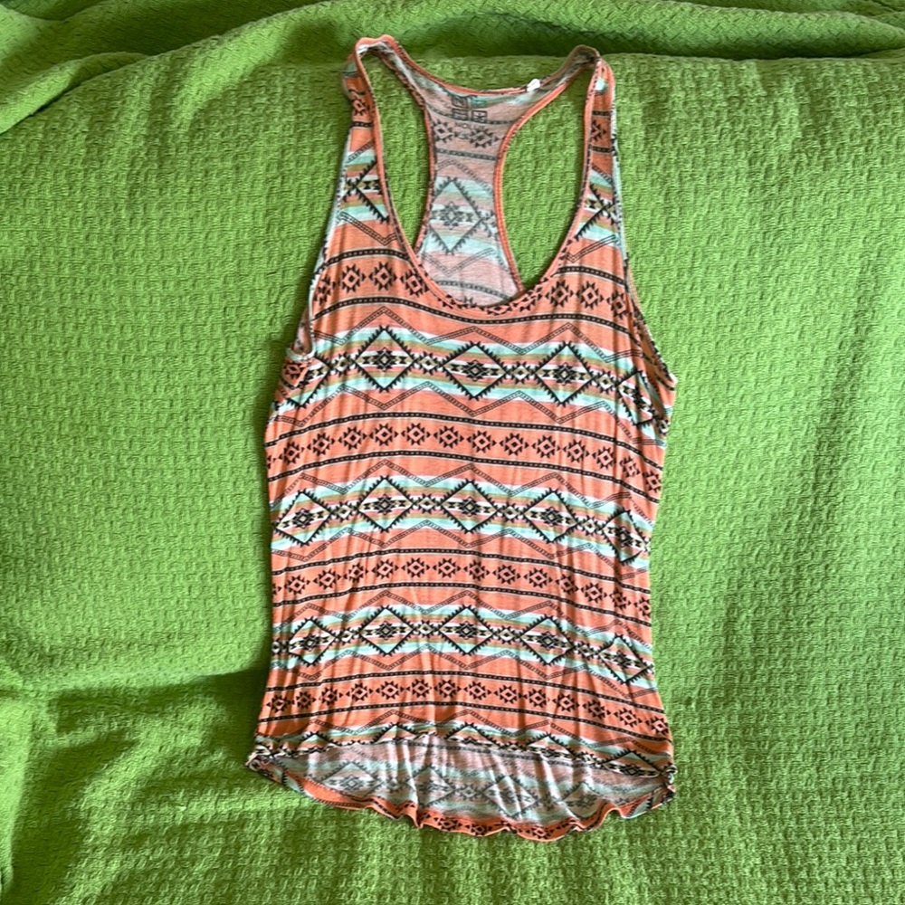 Nollie Orange and Black Geometric Tank Top